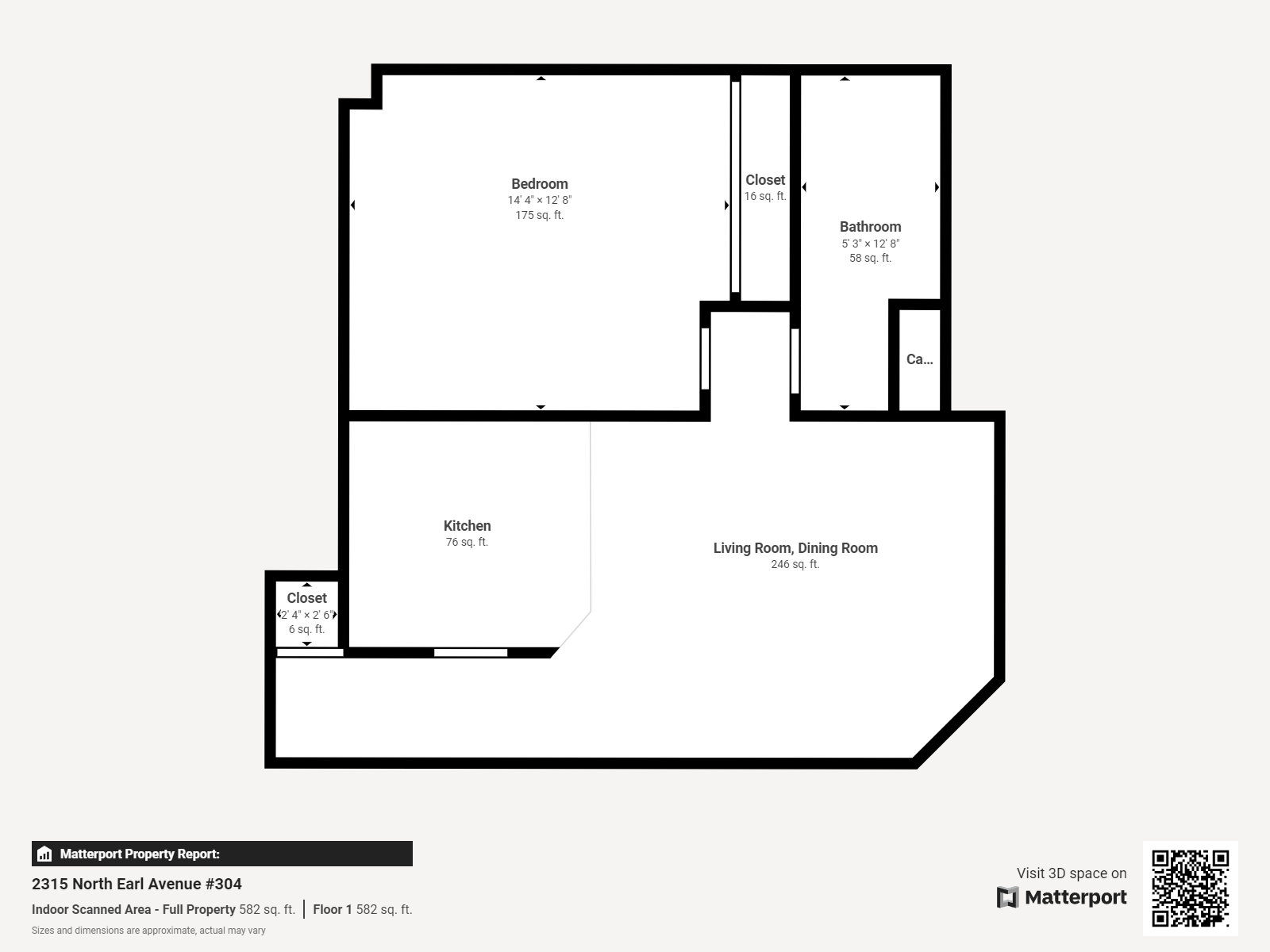 Floor plan for 1 bed, 1 bath